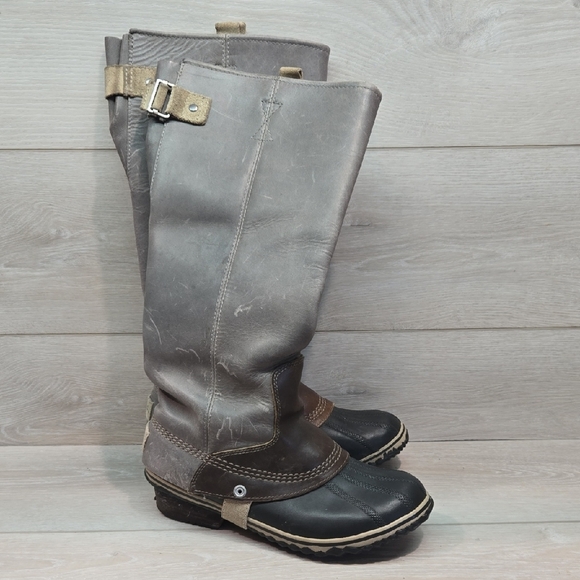 Sorel Shoes - Sorel Women Leather Duck Stylish Two-Tone Knee-High Boots Shoes Sz 8